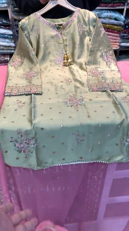 Pink Embroidery 3Pcs Dress