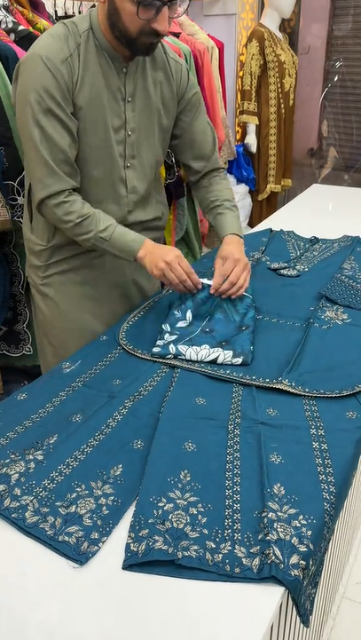 Embroidered 3 Piece Suit for Women