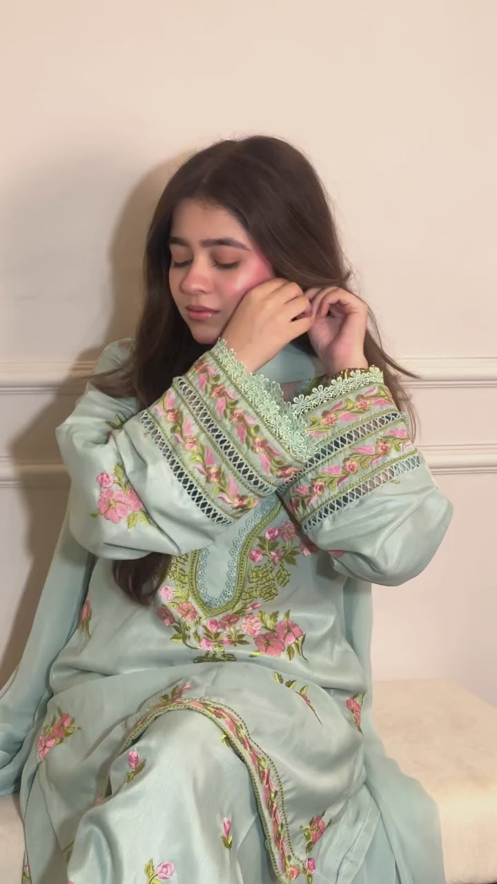 3Pcs Embroidery Eid Suit