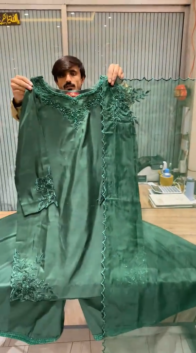 Green Embroidery Suit
