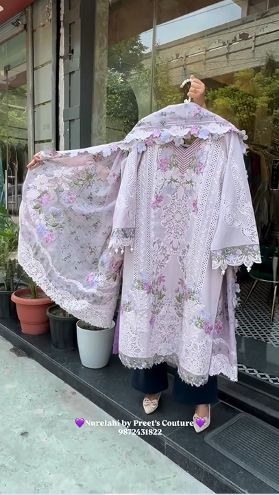 3D Floral Chikankari Suit