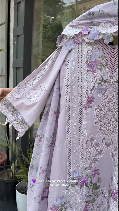3D Floral Chikankari Suit
