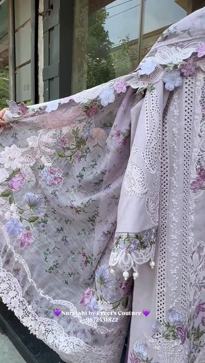 3D Floral Chikankari Suit